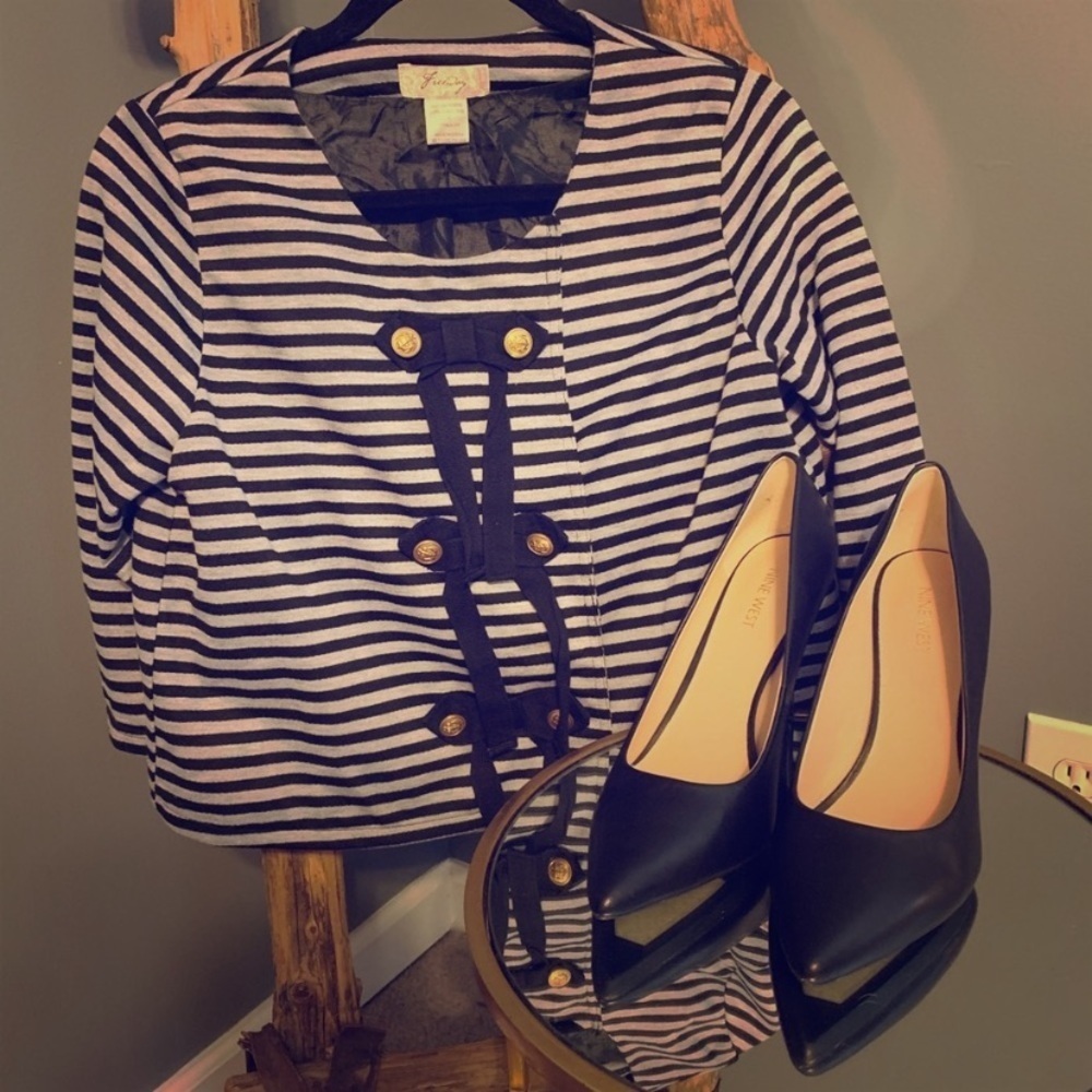 Freeway Grey & Black Nautical Blazer Size Medium